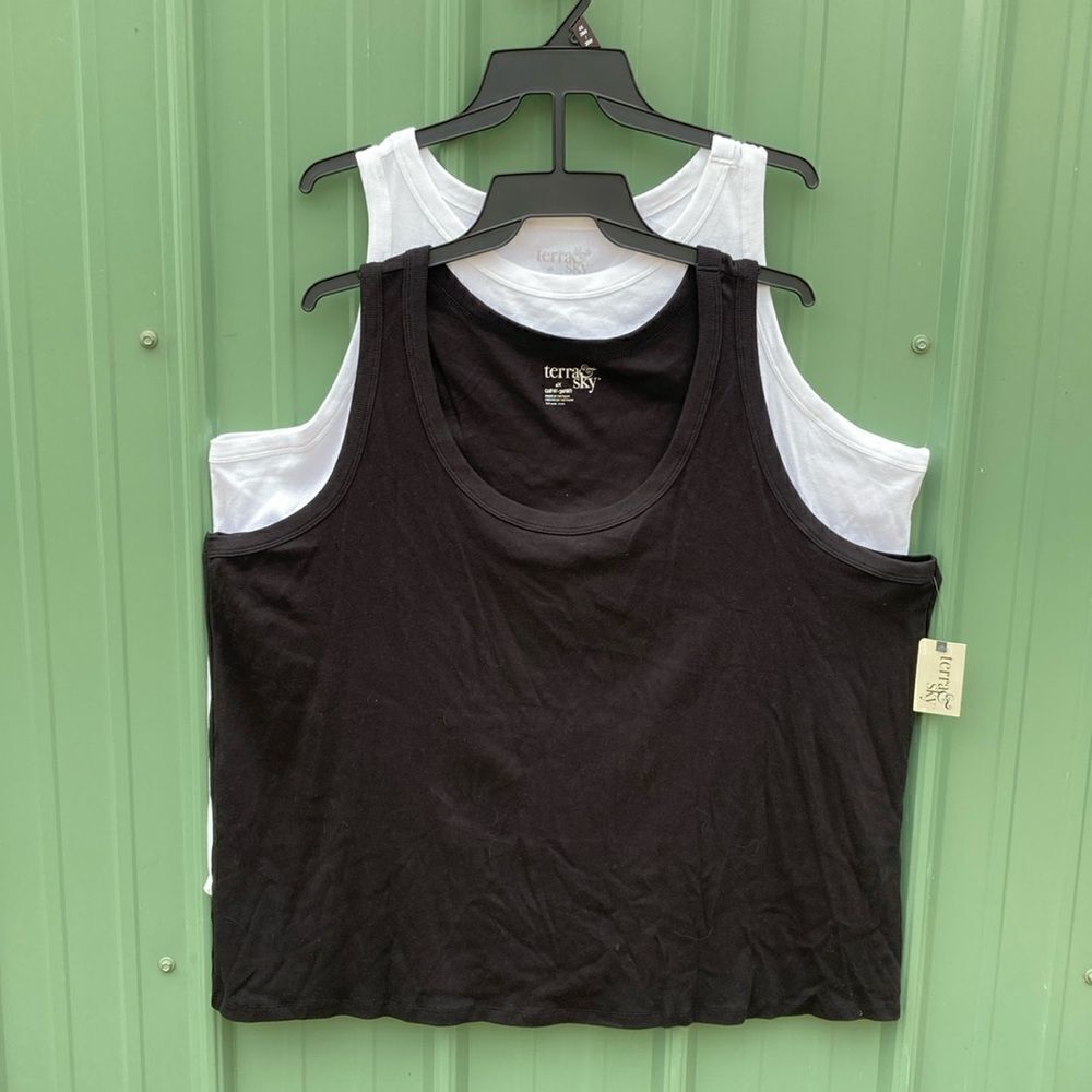 Women's Plus Comfy Stretch Ribbed Tank Top, 2-Pack Size 4XL